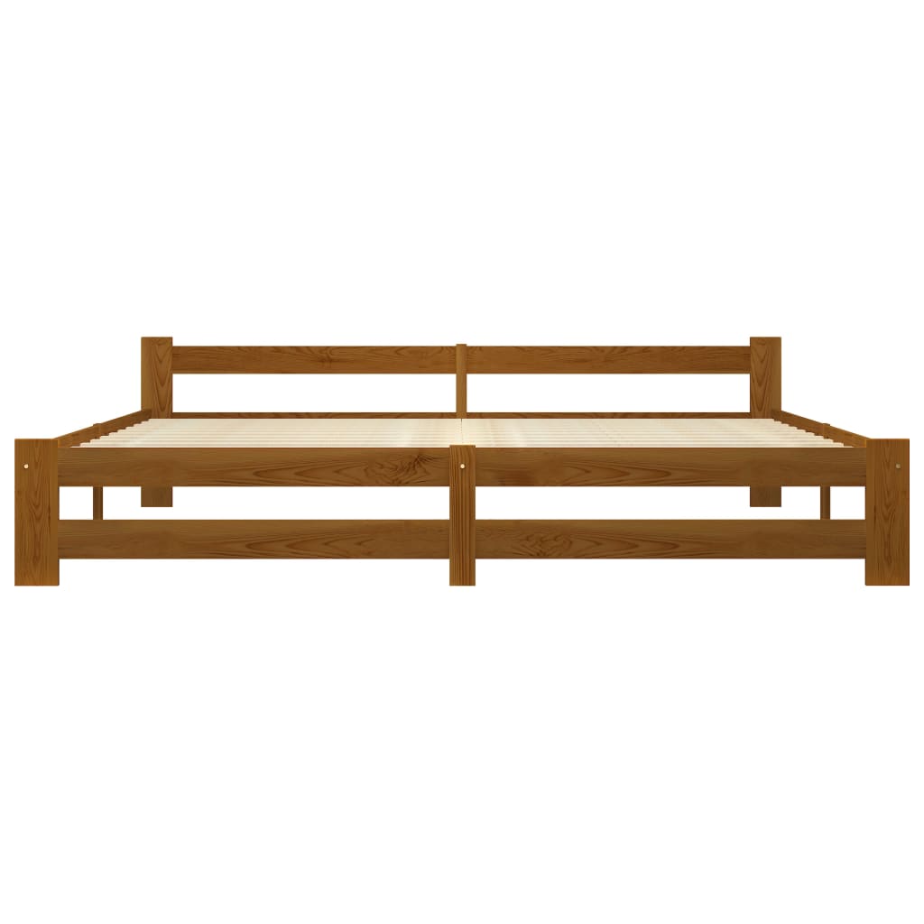Bed Frame without Mattress Honey Brown Solid Pine Wood 200x200cm