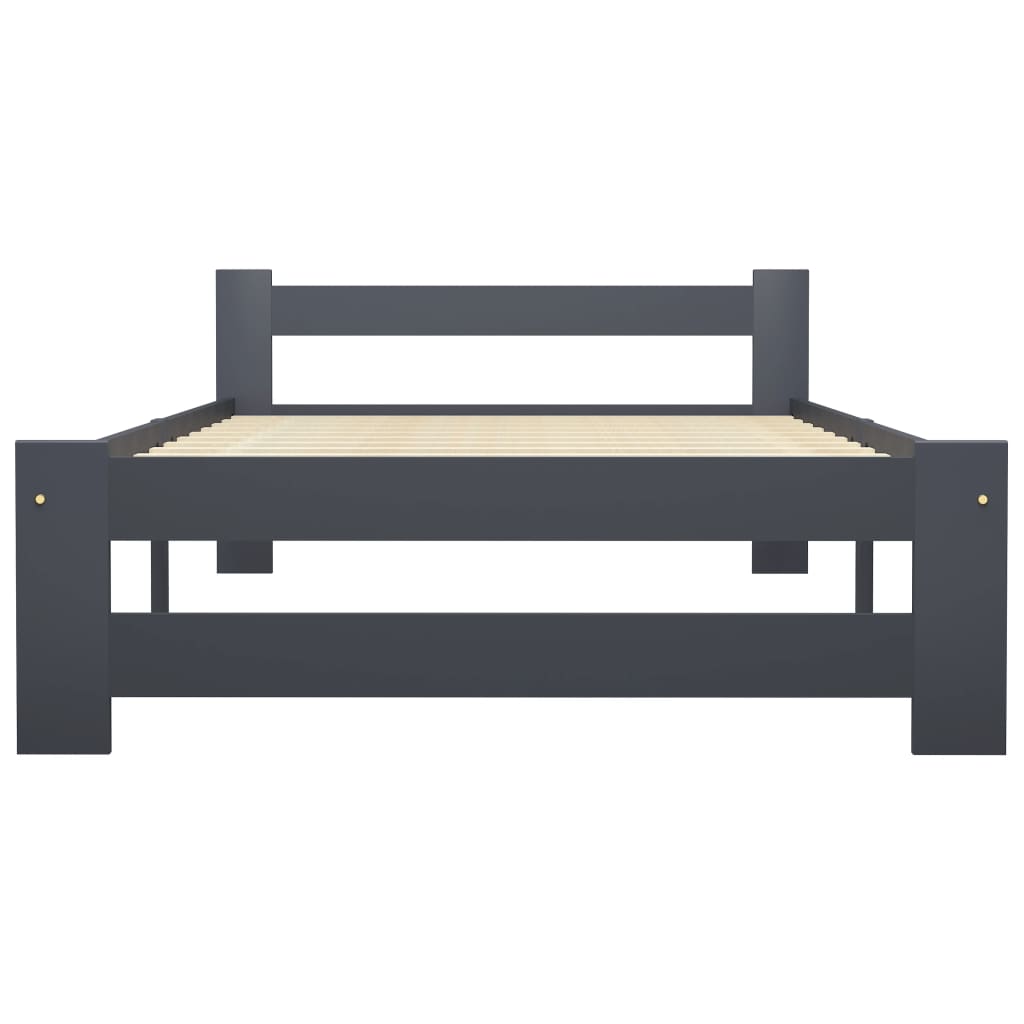 Bed Frame without Mattress Dark Grey Solid Pine Wood 100x200 cm