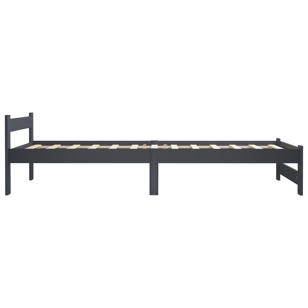 Bed Frame without Mattress Dark Grey Solid Pine Wood 100x200 cm