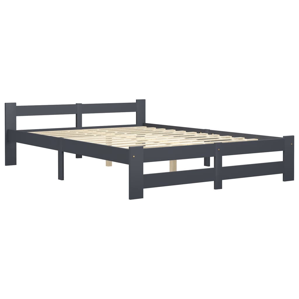 Bed Frame without Mattress Dark Grey Solid Pine Wood 120x200 cm