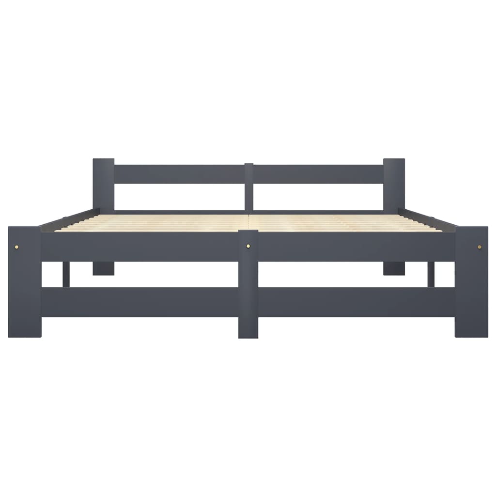 Bed Frame without Mattress Dark Grey Solid Pine Wood 120x200 cm