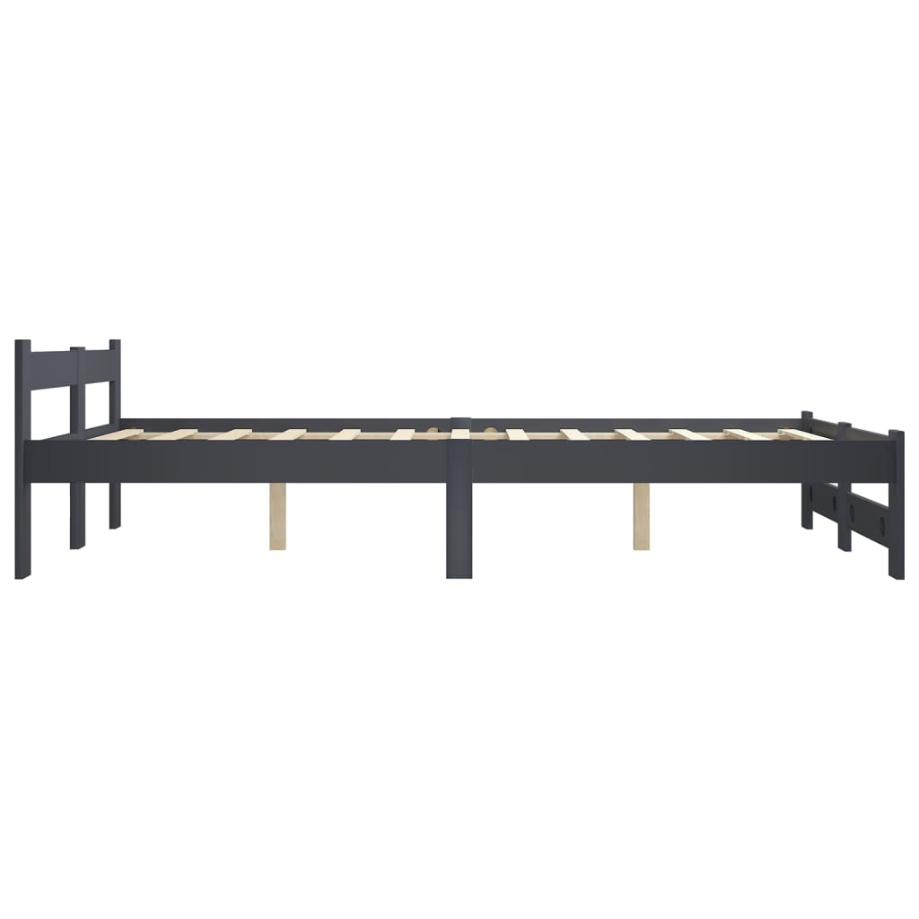 Bed Frame without Mattress Dark Grey Solid Pine Wood 120x200 cm