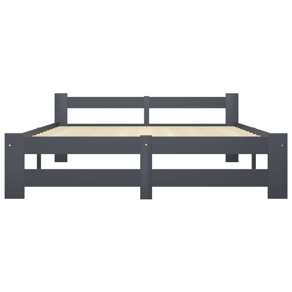 Bed Frame without Mattress Dark Grey Solid Pine Wood 140x200 cm