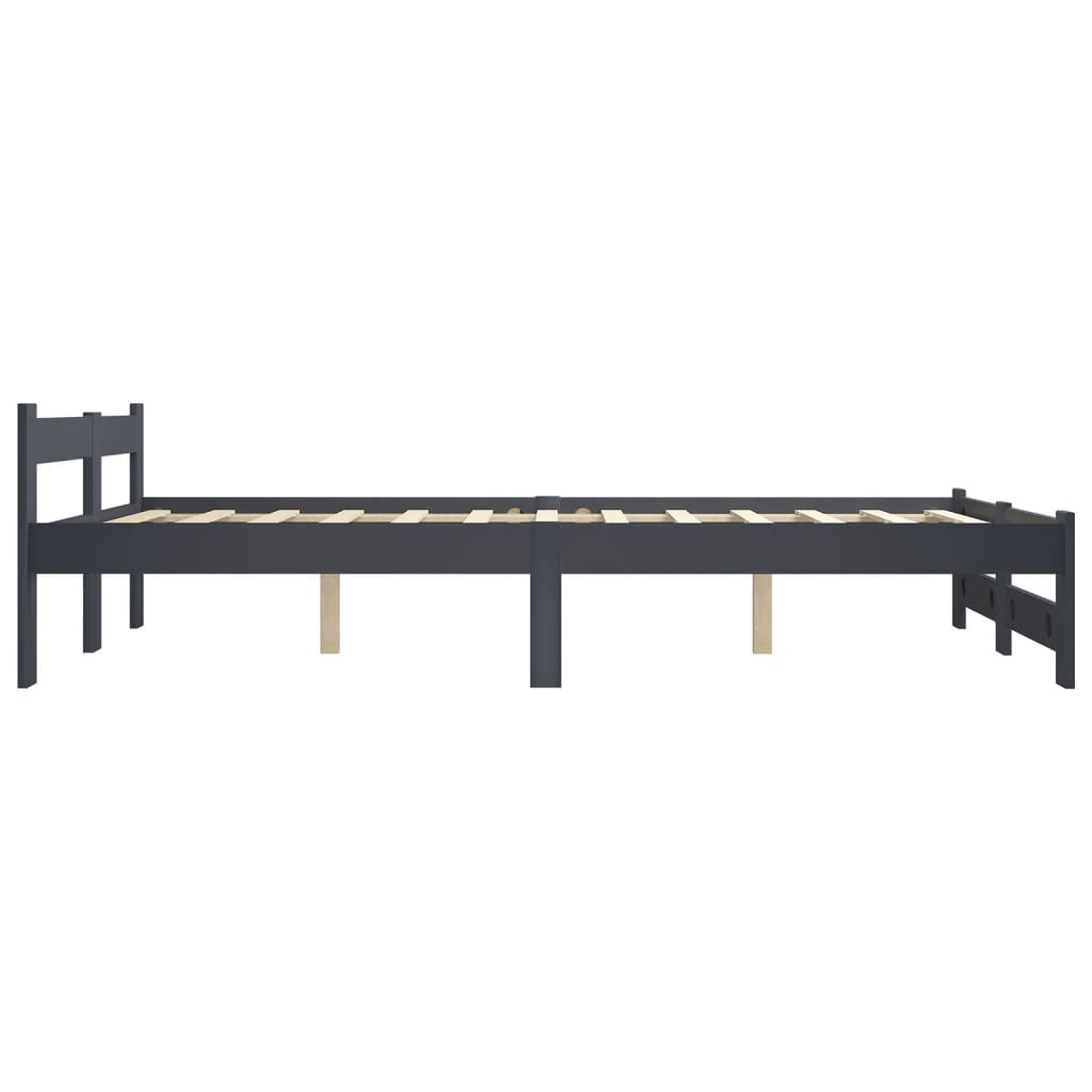 Bed Frame without Mattress Dark Grey Solid Pine Wood 140x200 cm