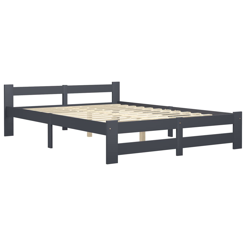 Bed Frame without Mattress Dark Grey Solid Pine Wood 160x200 cm