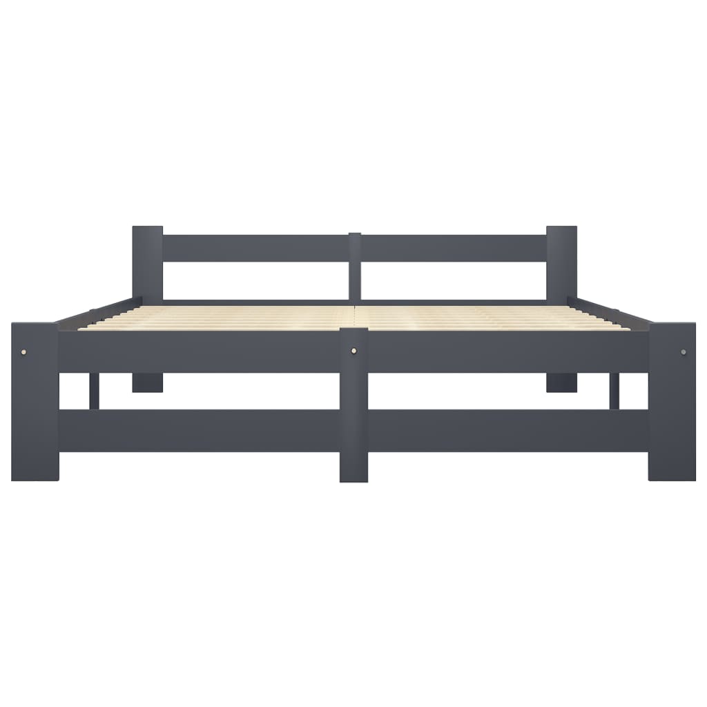 Bed Frame without Mattress Dark Grey Solid Pine Wood 160x200 cm