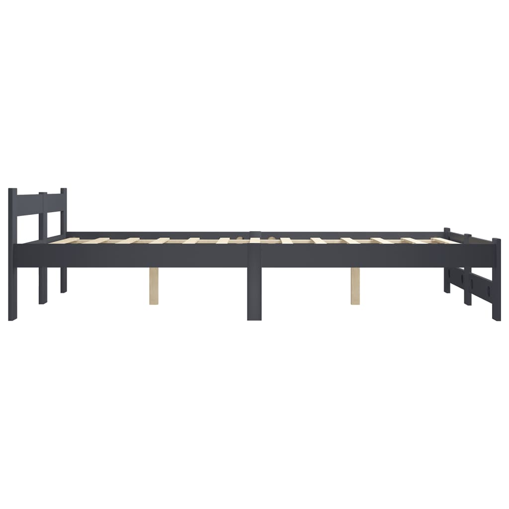 Bed Frame without Mattress Dark Grey Solid Pine Wood 160x200 cm