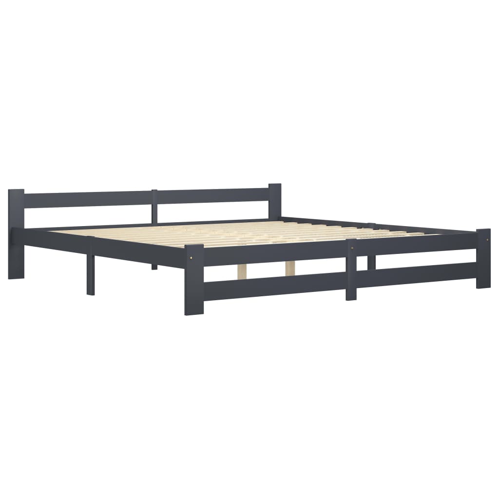 Bed Frame without Mattress Dark Grey Solid Pine Wood 200x200 cm