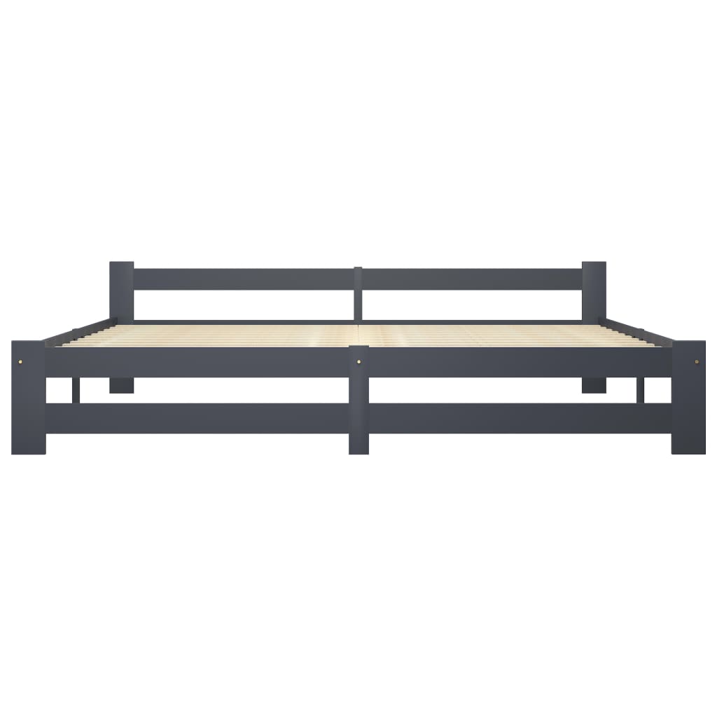Bed Frame without Mattress Dark Grey Solid Pine Wood 200x200 cm