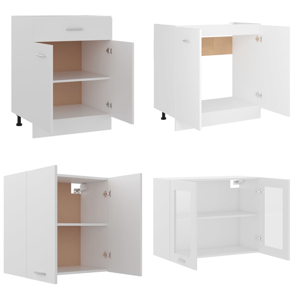 4 Piece Kitchen Cabinet Set Lyon White Engineered Wood