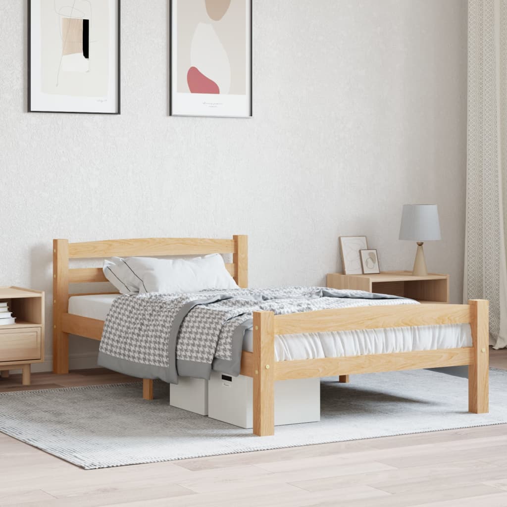 Bed Frame without Mattress Solid Pinewood 90x200 cm