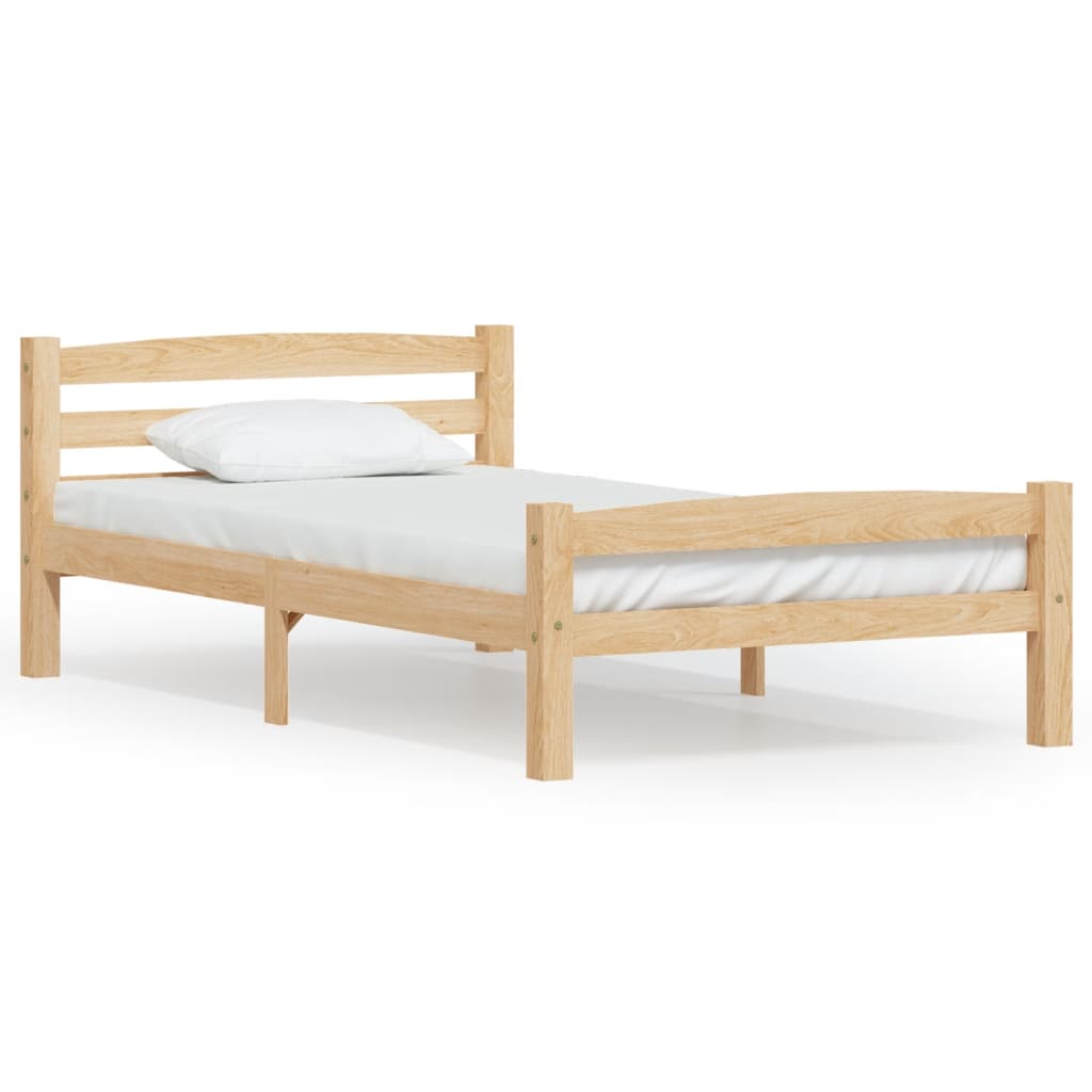 Bed Frame without Mattress Solid Pinewood 100x200 cm