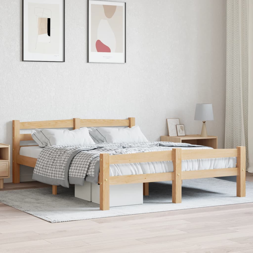 Bed Frame without Mattress Solid Pinewood 120x200 cm