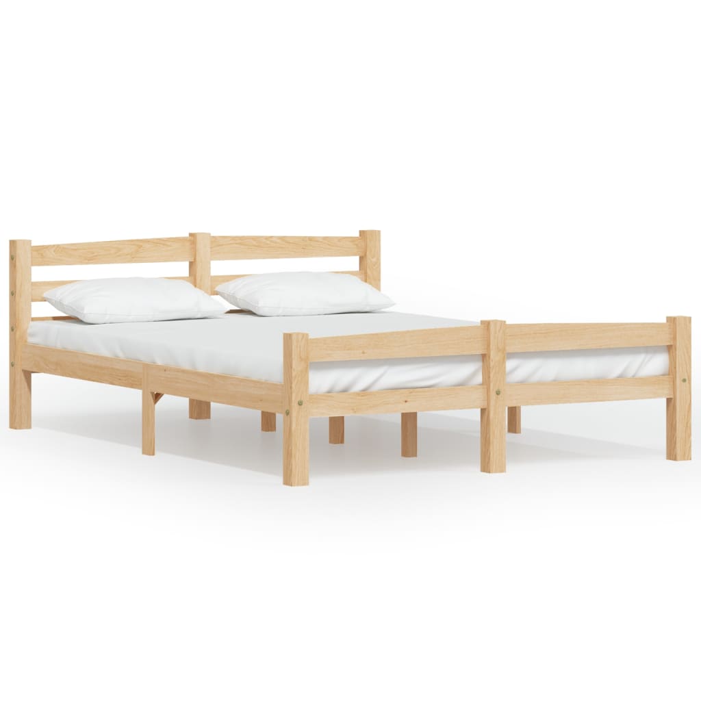 Bed Frame without Mattress Solid Pinewood 140x200 cm