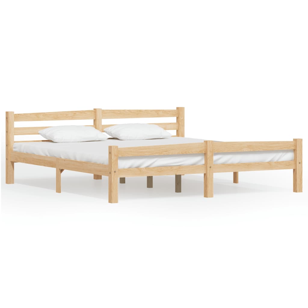 Bed Frame without Mattress Solid Pinewood 180x200 cm Super King