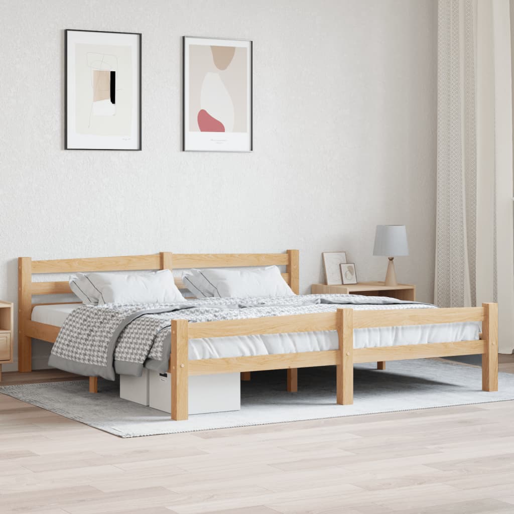 Bed Frame without Mattress Solid Pinewood 180x200 cm Super King