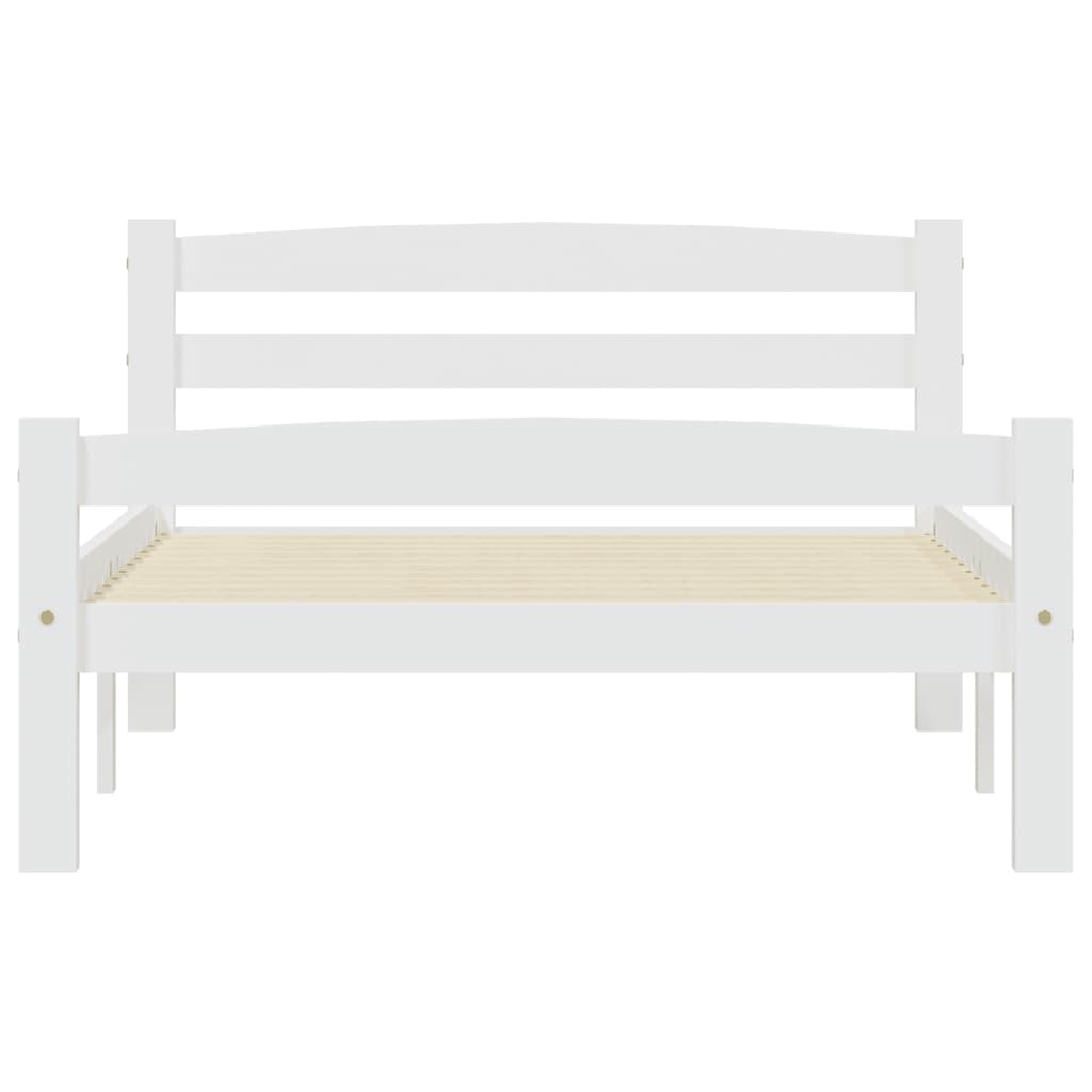 Bed Frame without Mattress White Solid Pinewood 90x200 cm