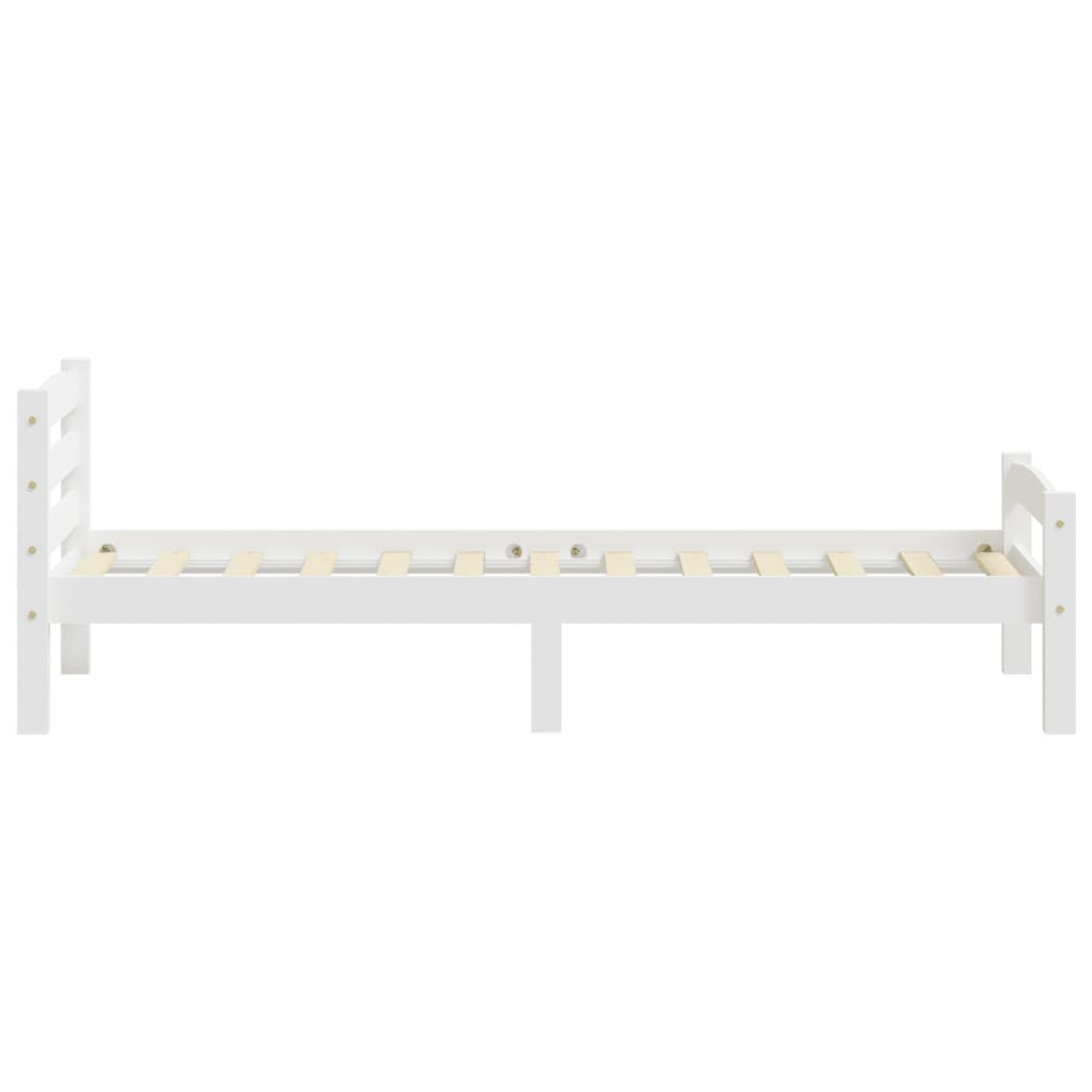 Bed Frame without Mattress White Solid Pinewood 90x200 cm