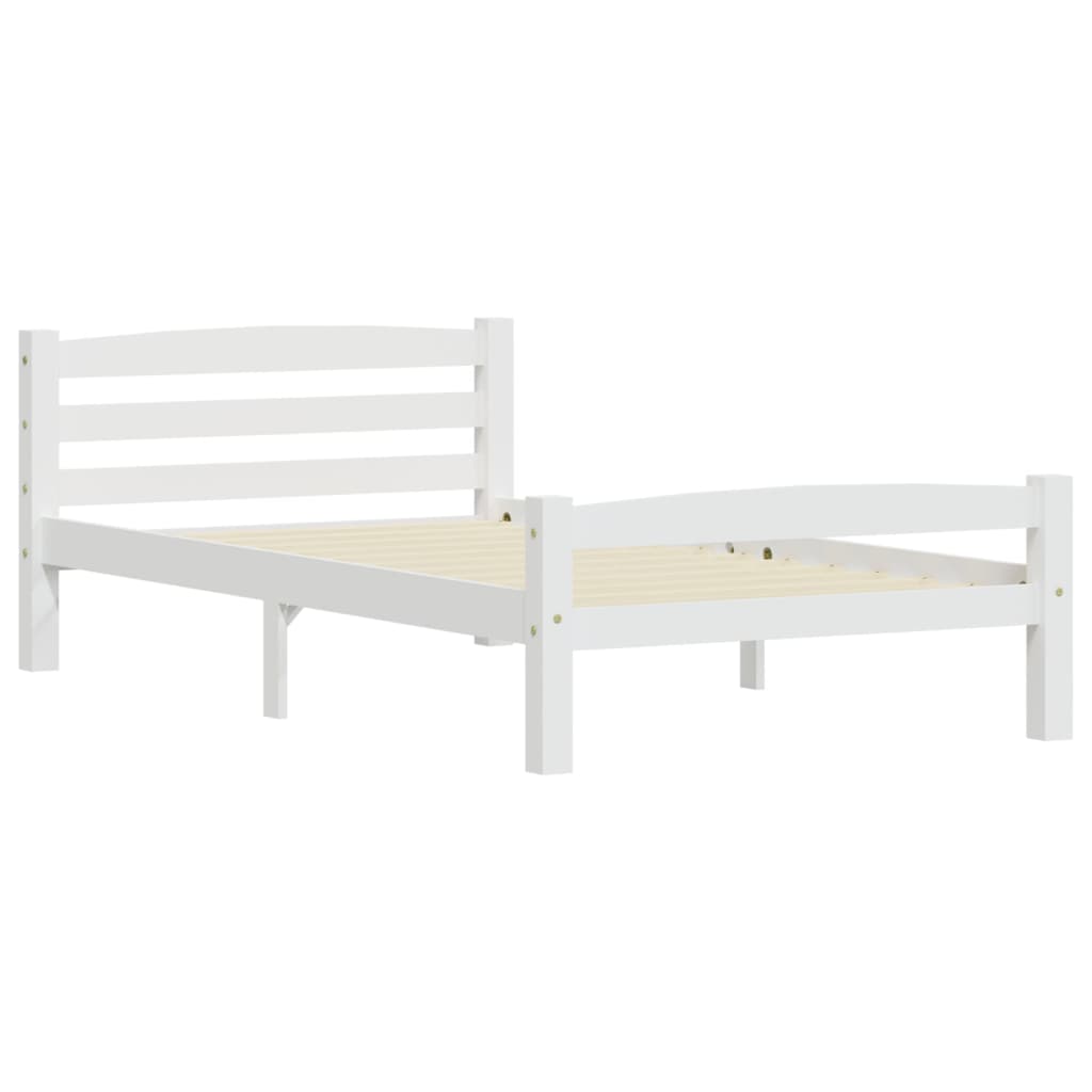 Bed Frame without Mattress White Solid Pinewood 100x200 cm