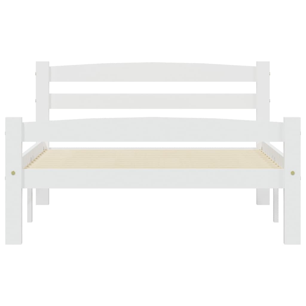 Bed Frame without Mattress White Solid Pinewood 100x200 cm