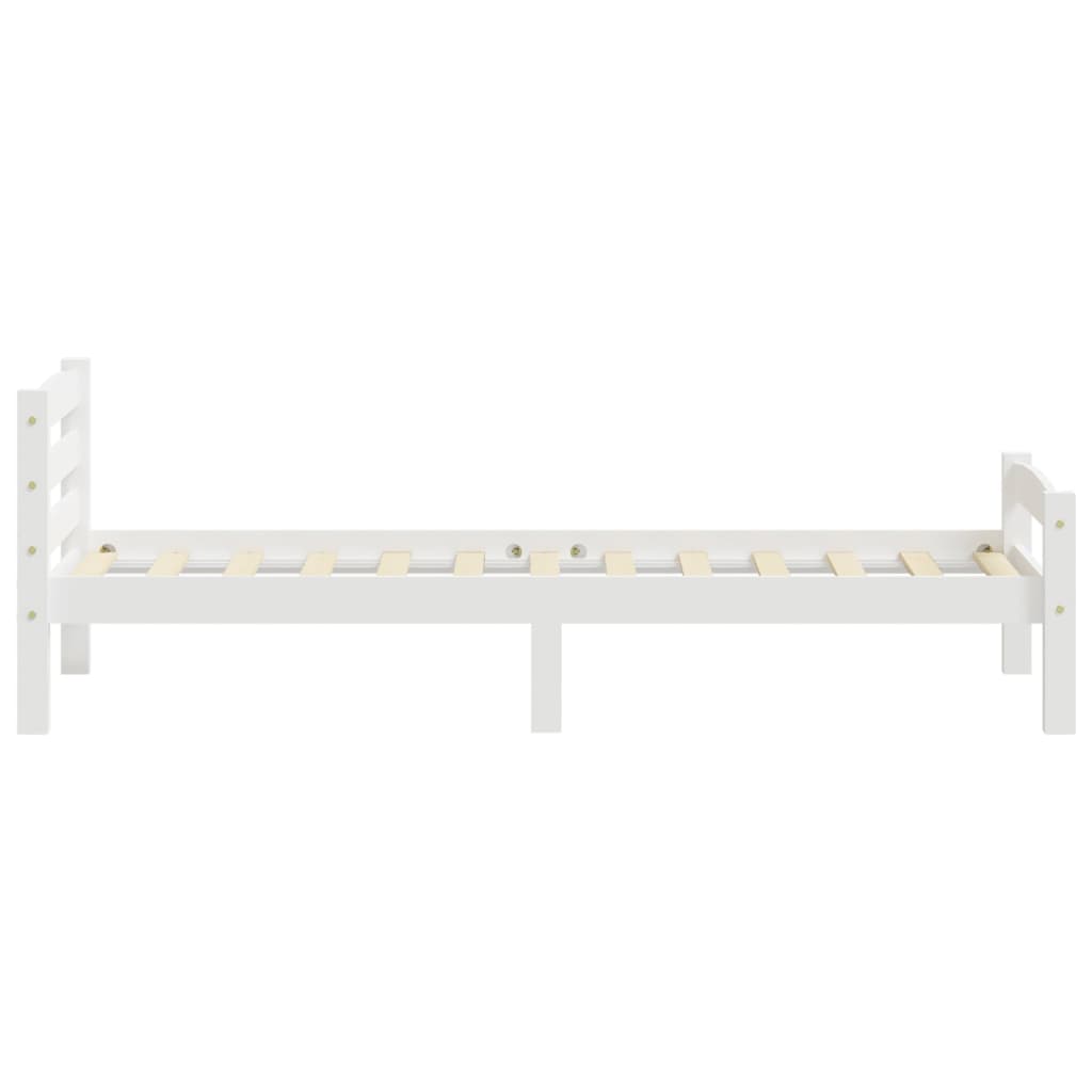 Bed Frame without Mattress White Solid Pinewood 100x200 cm