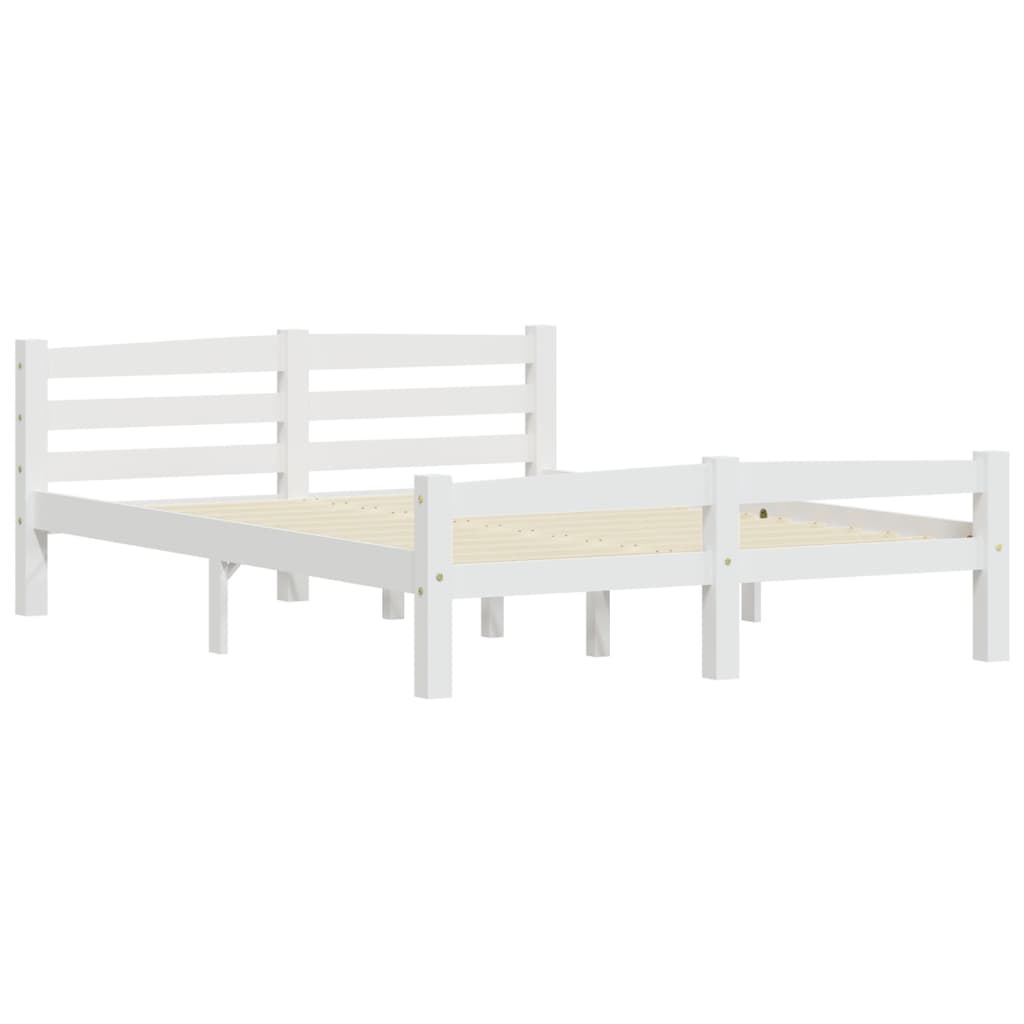 Bed Frame without Mattress White Solid Pinewood 120x200 cm