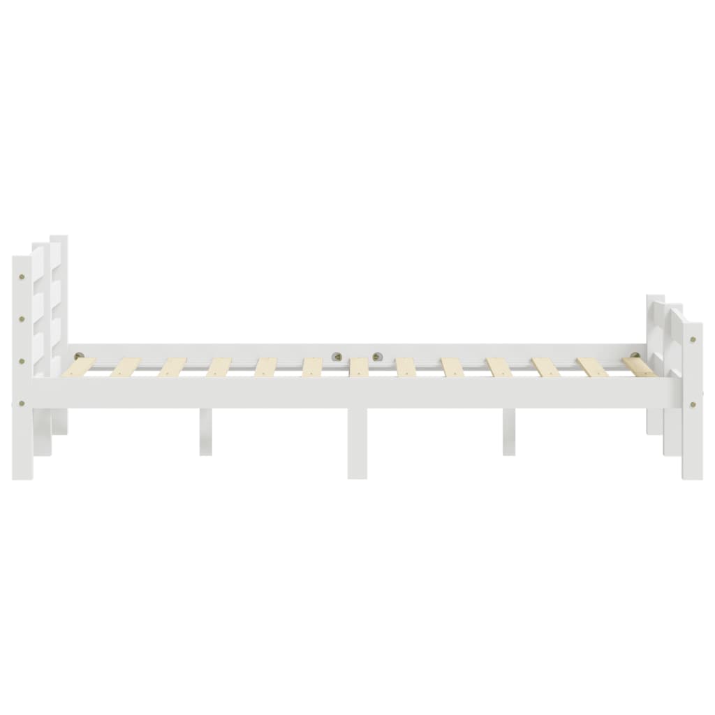 Bed Frame without Mattress White Solid Pinewood 120x200 cm