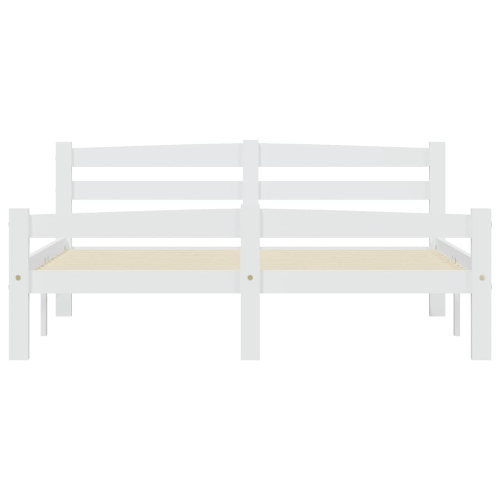 Bed Frame without Mattress White Solid Pinewood 140x200 cm