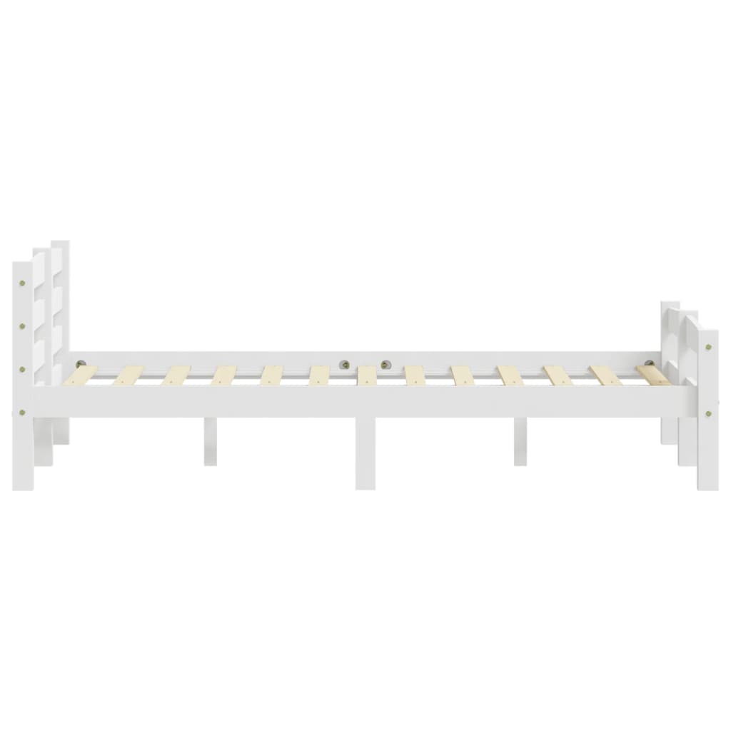 Bed Frame without Mattress White Solid Pinewood 140x200 cm