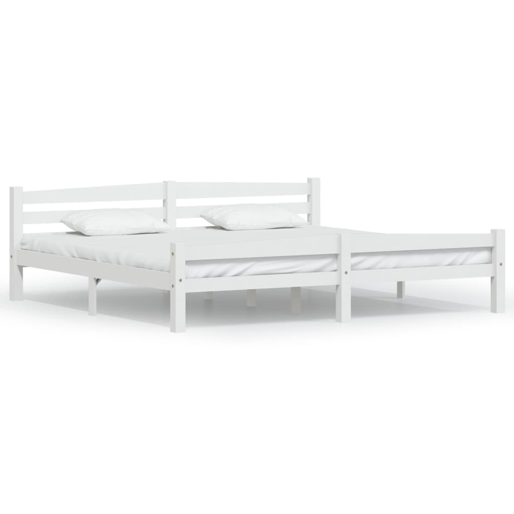 Bed Frame without Mattress White Solid Pinewood 200x200 cm
