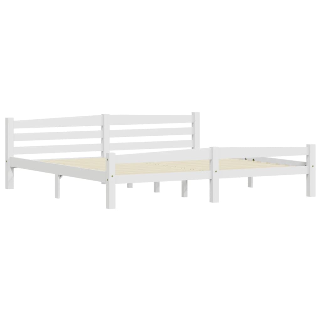 Bed Frame without Mattress White Solid Pinewood 200x200 cm