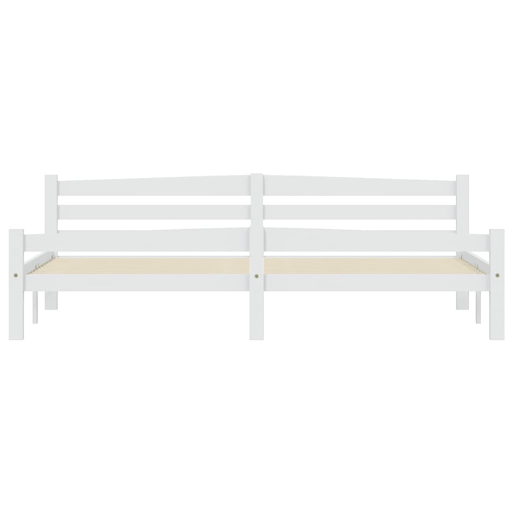 Bed Frame without Mattress White Solid Pinewood 200x200 cm