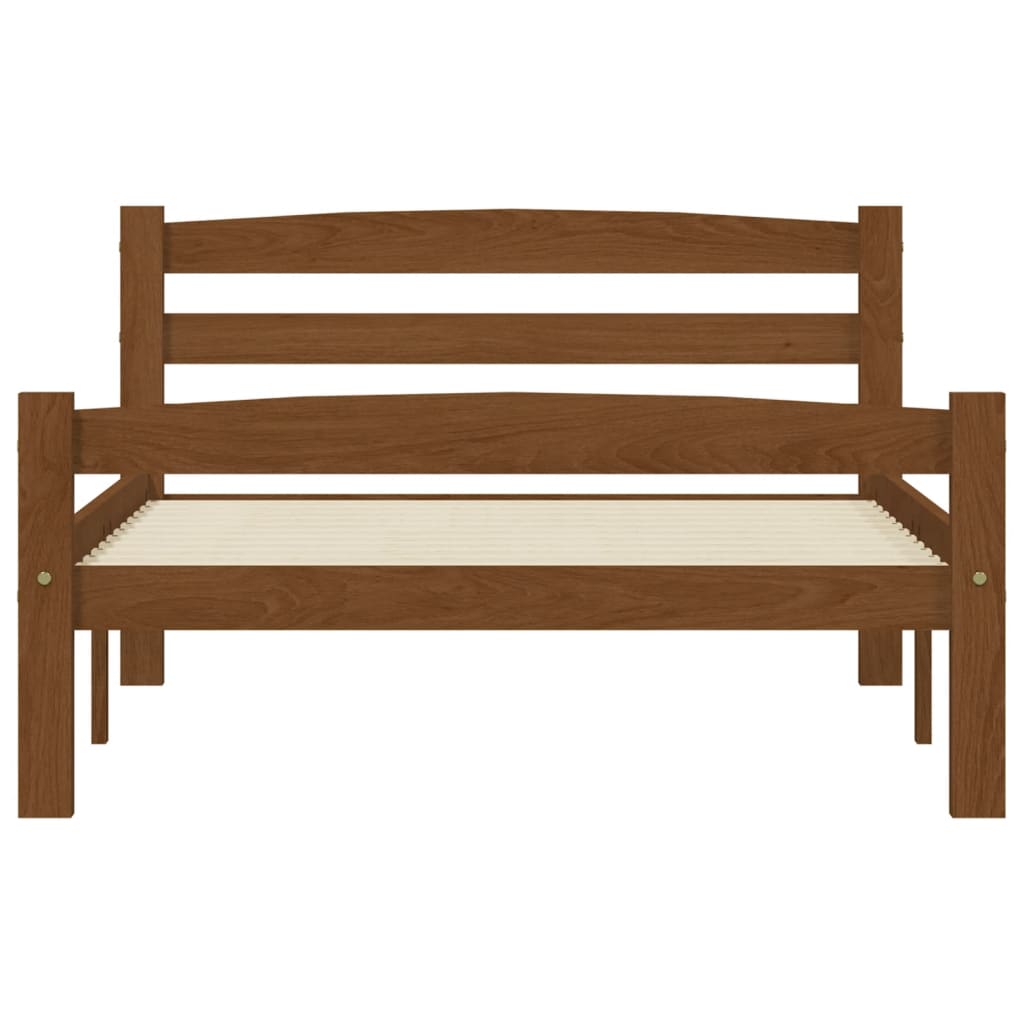 Bed Frame without Mattress Honey Brown Solid Pinewood 90x200 cm