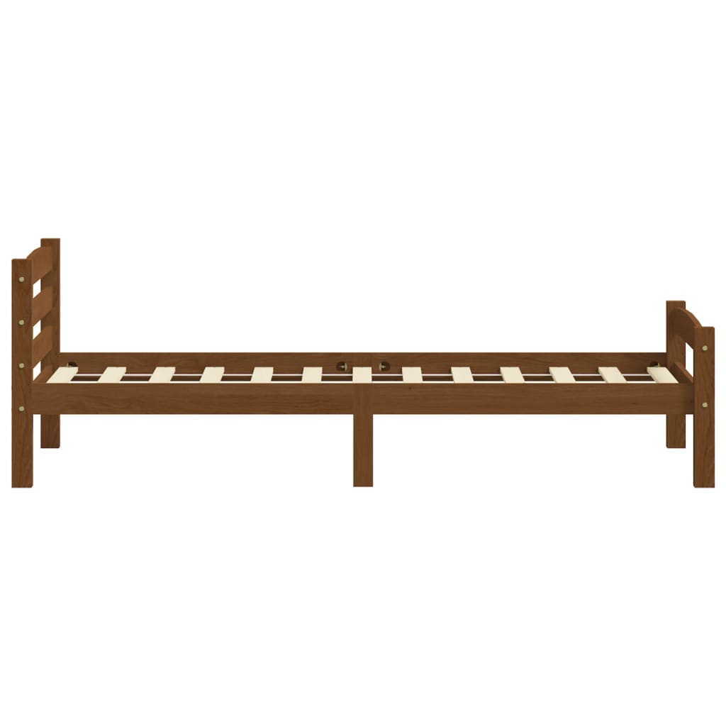 Bed Frame without Mattress Honey Brown Solid Pinewood 90x200 cm