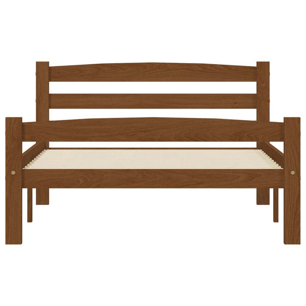 Bed Frame without Mattress Honey Brown Solid Pinewood 100x200 cm