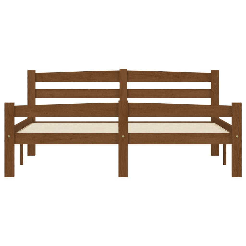 Bed Frame without Mattress Honey Brown Solid Pinewood 140x200 cm