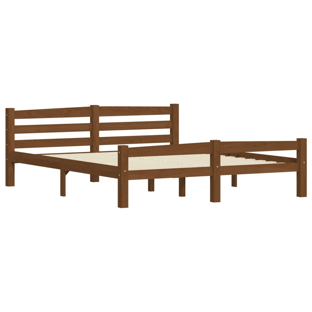 Bed Frame without Mattress Honey Brown Solid Pinewood 160x200 cm