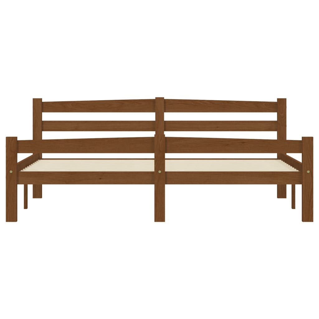 Bed Frame without Mattress Honey Brown Solid Pinewood 160x200 cm