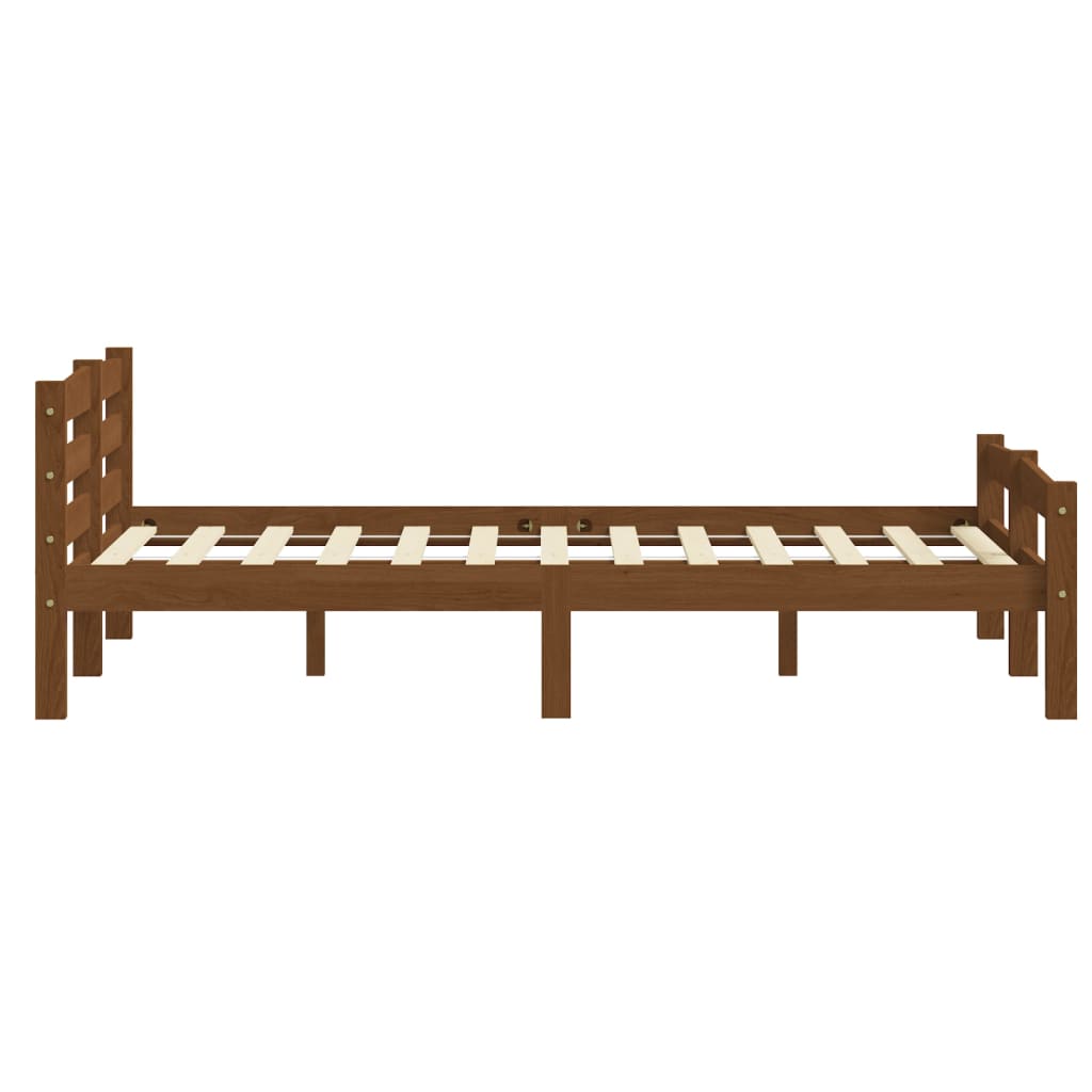 Bed Frame without Mattress Honey Brown Solid Pinewood 180x200 cm Super King
