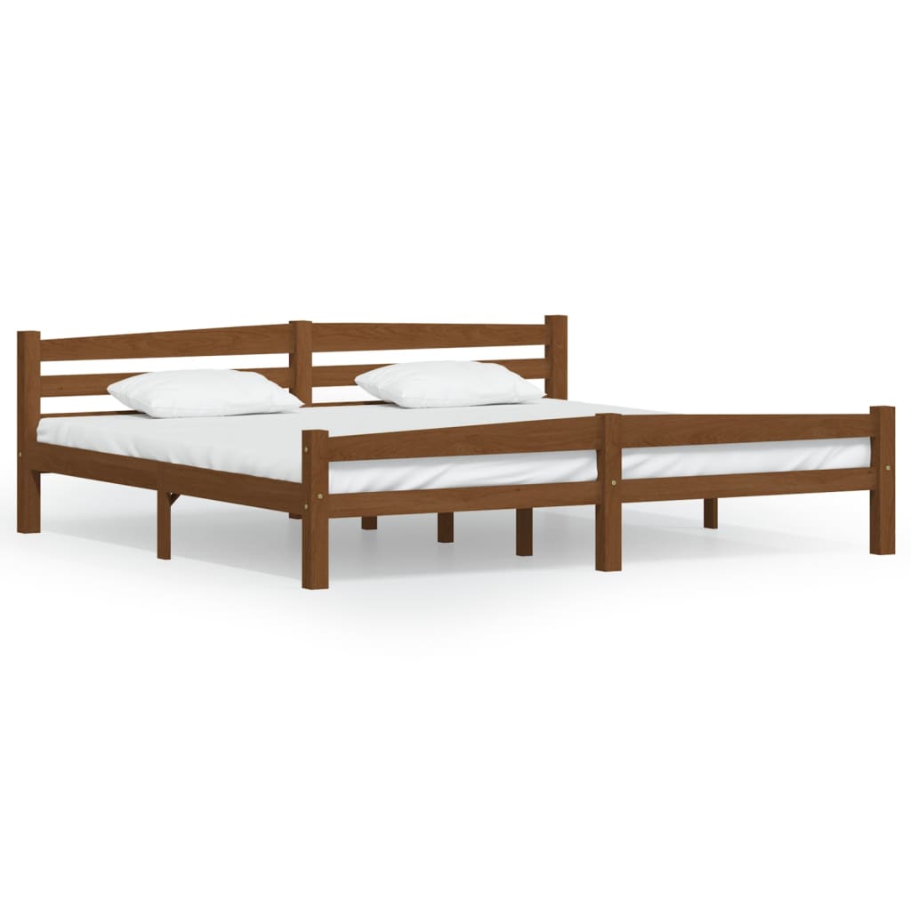 Bed Frame without Mattress Honey Brown Solid Pinewood 200x200 cm