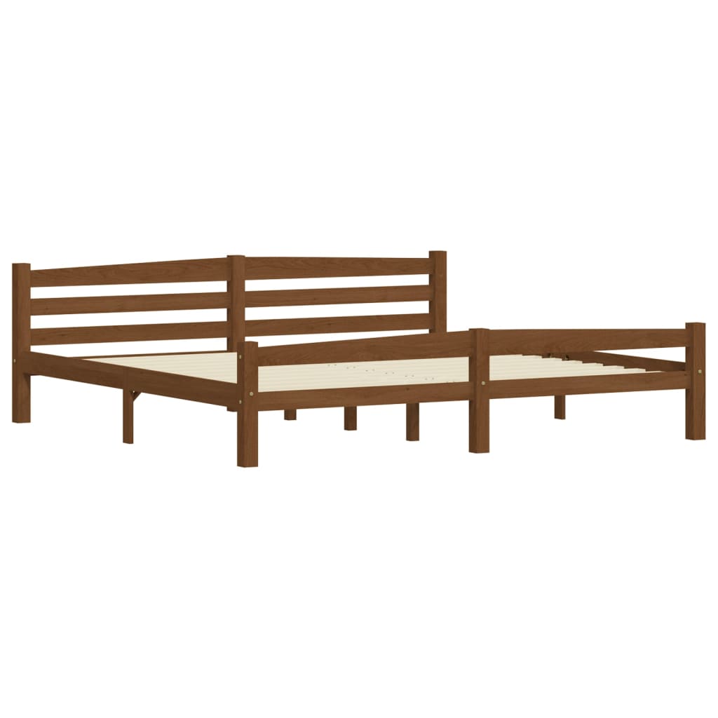 Bed Frame without Mattress Honey Brown Solid Pinewood 200x200 cm