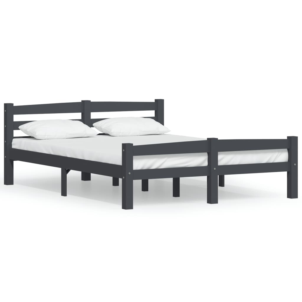 Bed Frame without Mattress Dark Grey Solid Pinewood 120x200 cm
