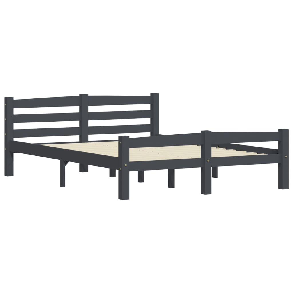 Bed Frame without Mattress Dark Grey Solid Pinewood 120x200 cm