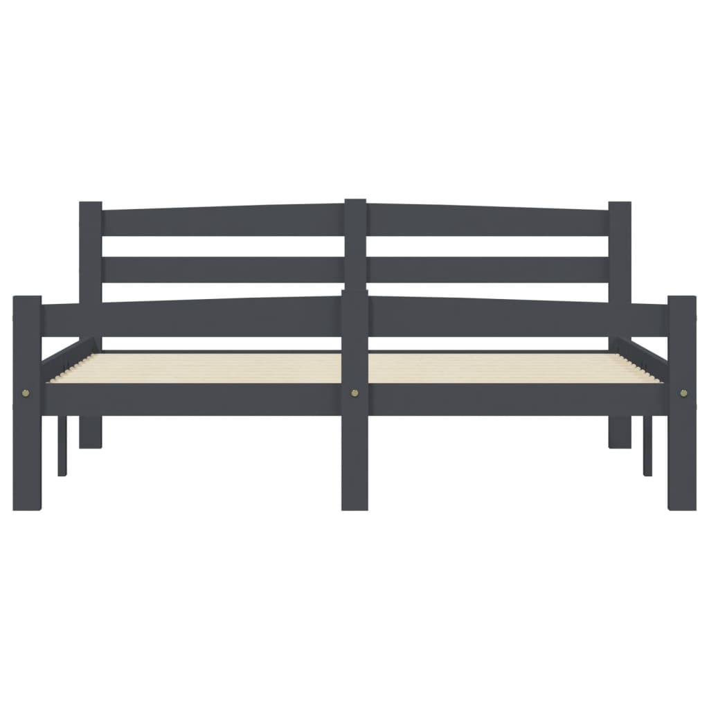 Bed Frame without Mattress Dark Grey Solid Pinewood 120x200 cm