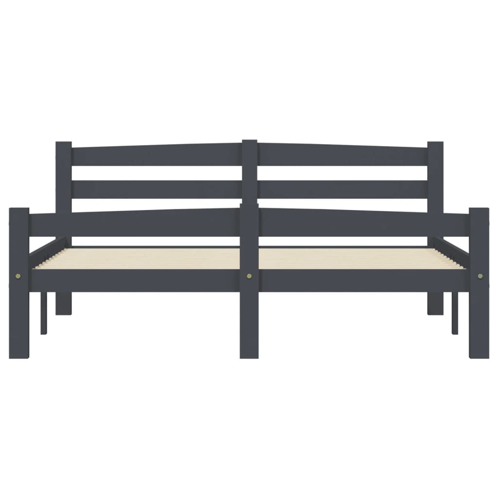 Bed Frame without Mattress Dark Grey Solid Pinewood 140x200 cm