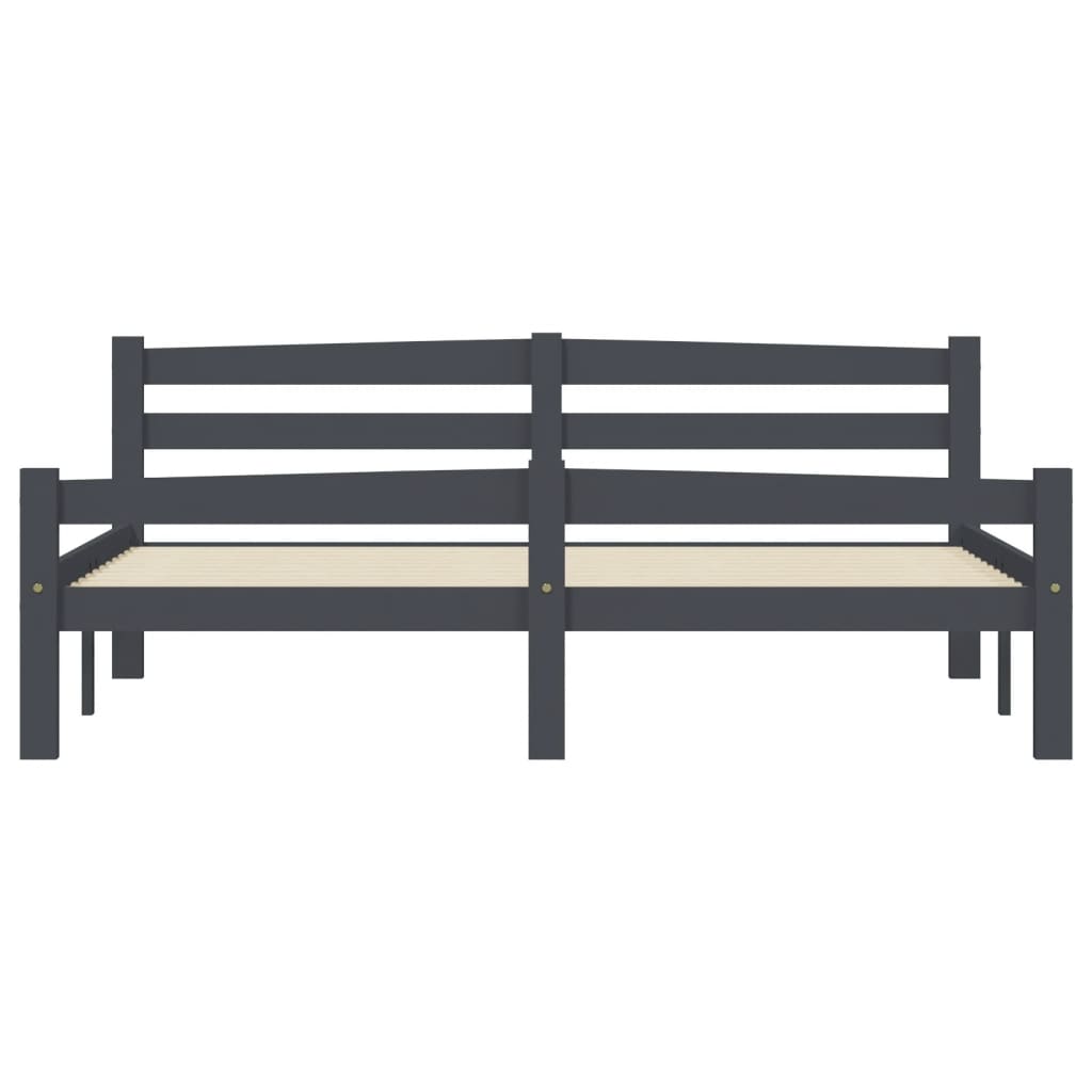 Bed Frame without Mattress Dark Grey Solid Pinewood 160x200 cm