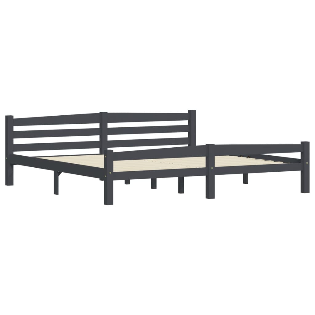 Bed Frame without Mattress Dark Grey Solid Pinewood 200x200 cm