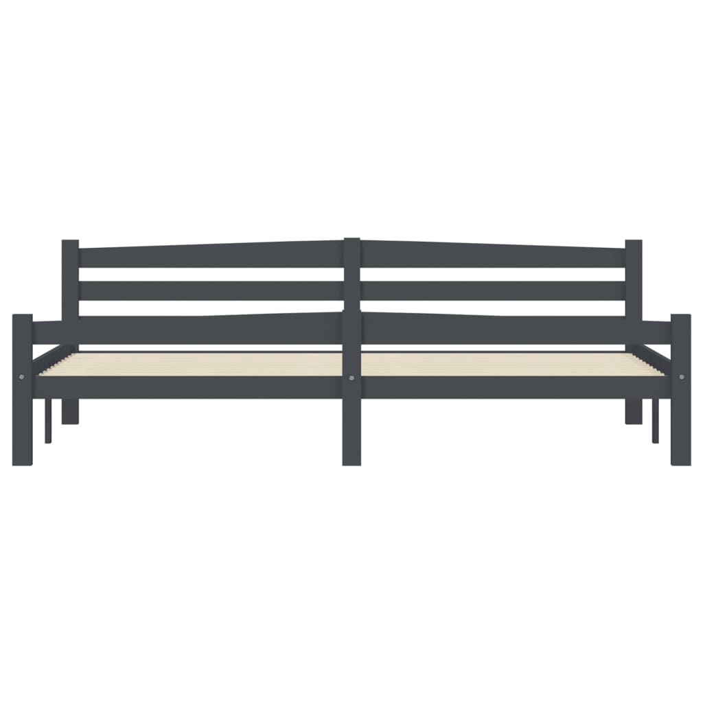 Bed Frame without Mattress Dark Grey Solid Pinewood 200x200 cm