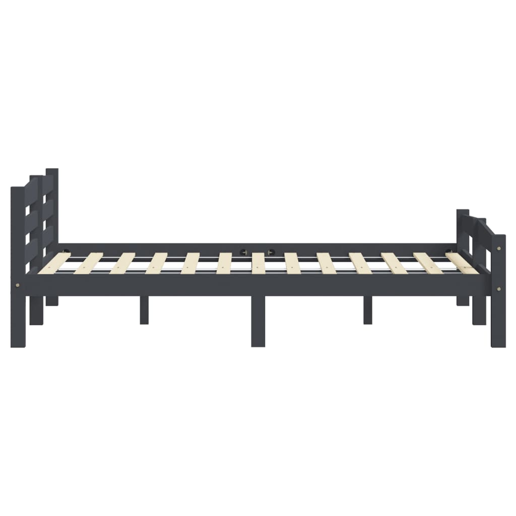 Bed Frame without Mattress Dark Grey Solid Pinewood 200x200 cm
