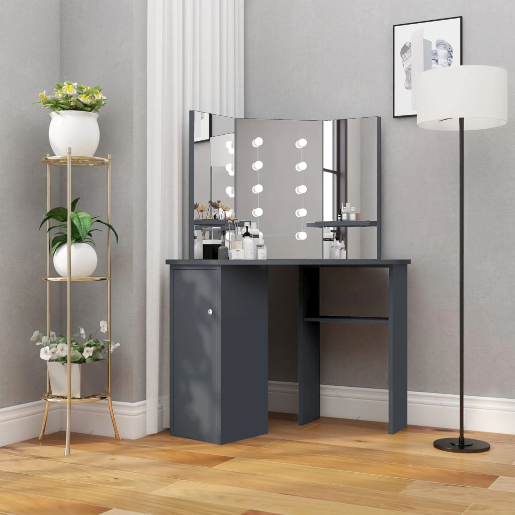 Corner Dressing Table With Led 111X54X141.5 Cm